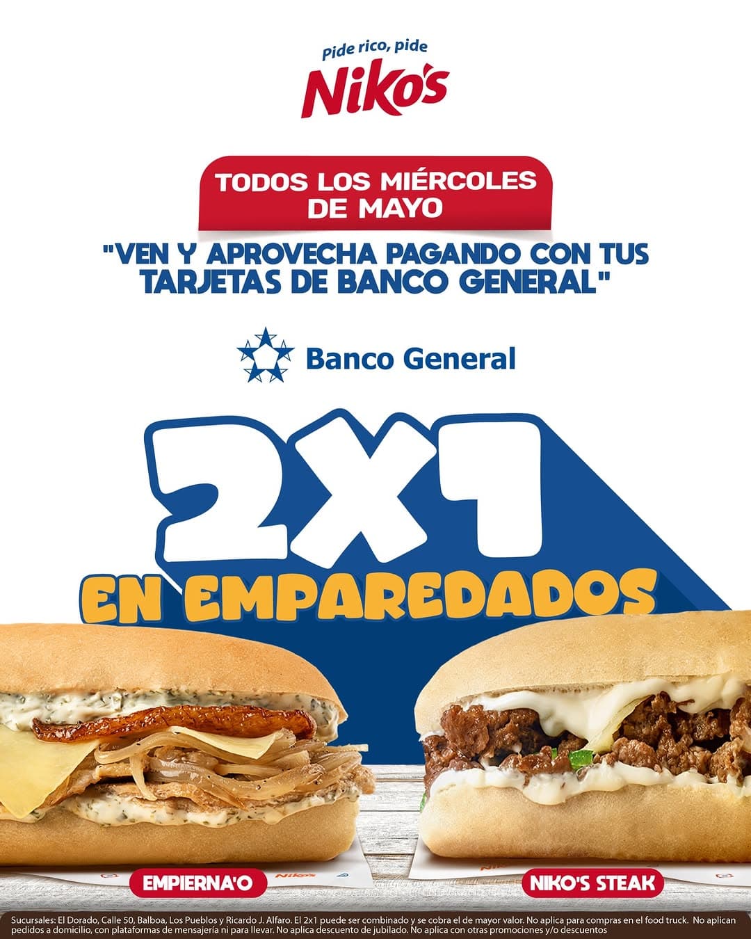 2x1 en Emparedados en Niko's