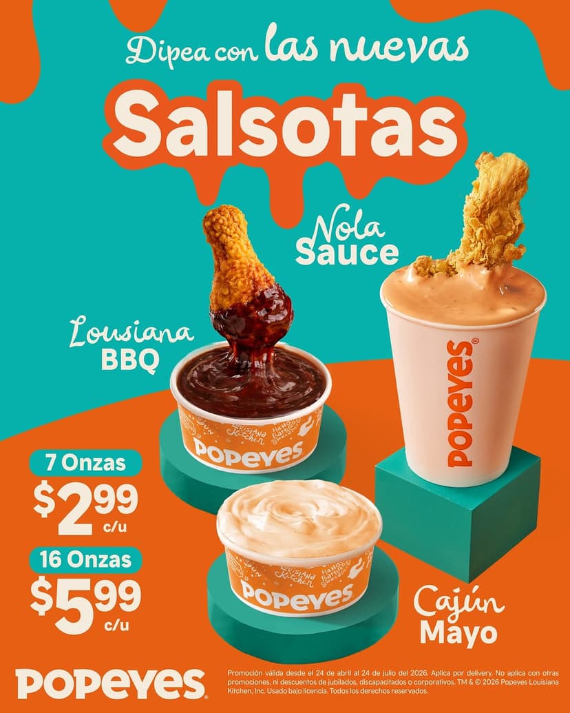 Nuevas Salsotas de Popeyes desde $2.99