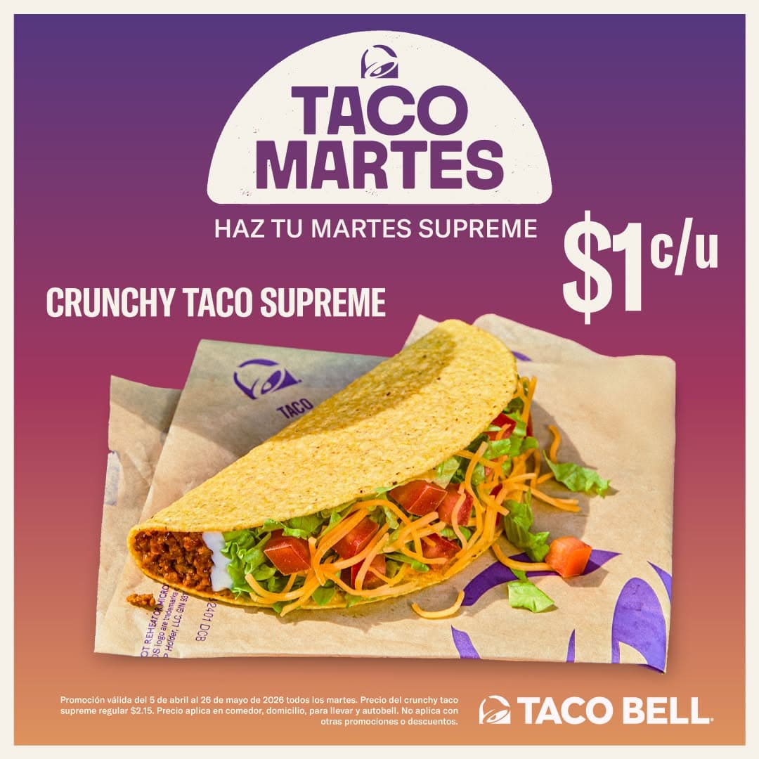 Taco Martes: Crunchy Taco Supreme a $1