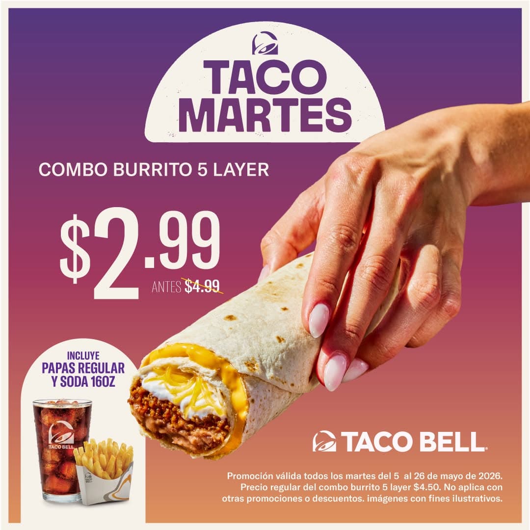 Taco Martes: Combo Burrito 5 Layer a $2.99