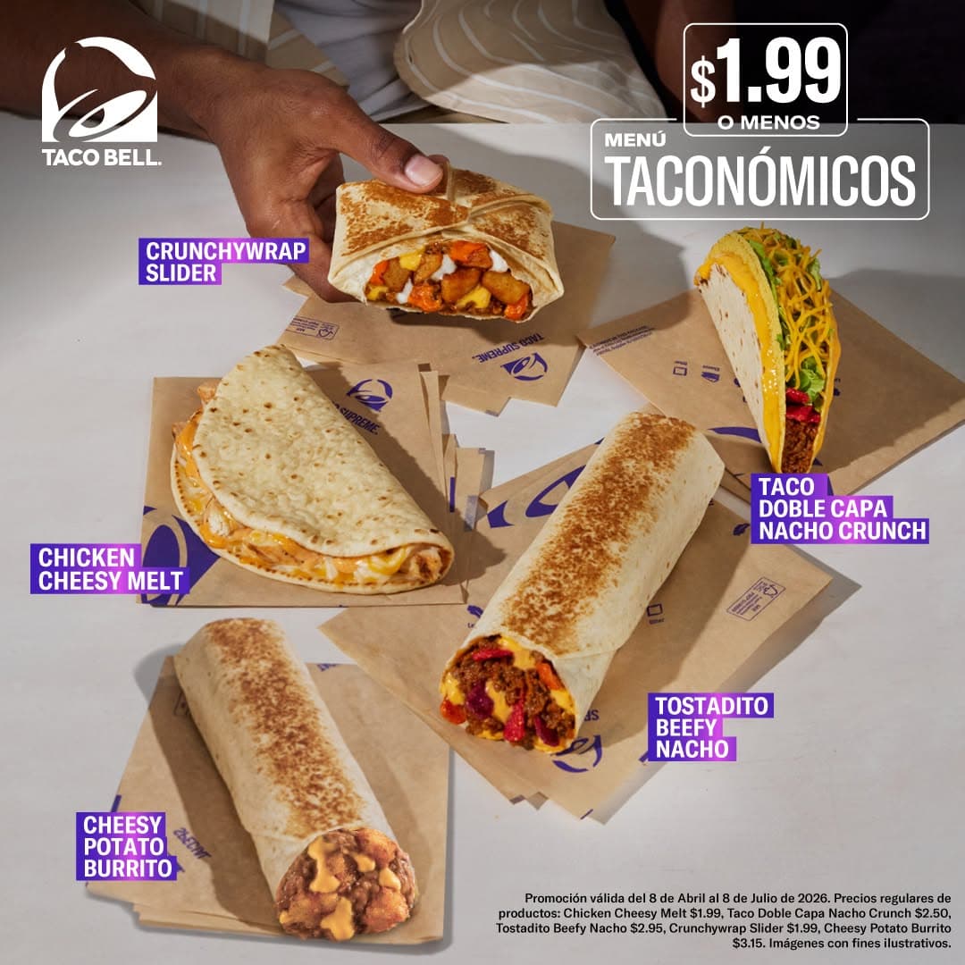 Menú Taconómicos por $1.99 o menos en Taco Bell