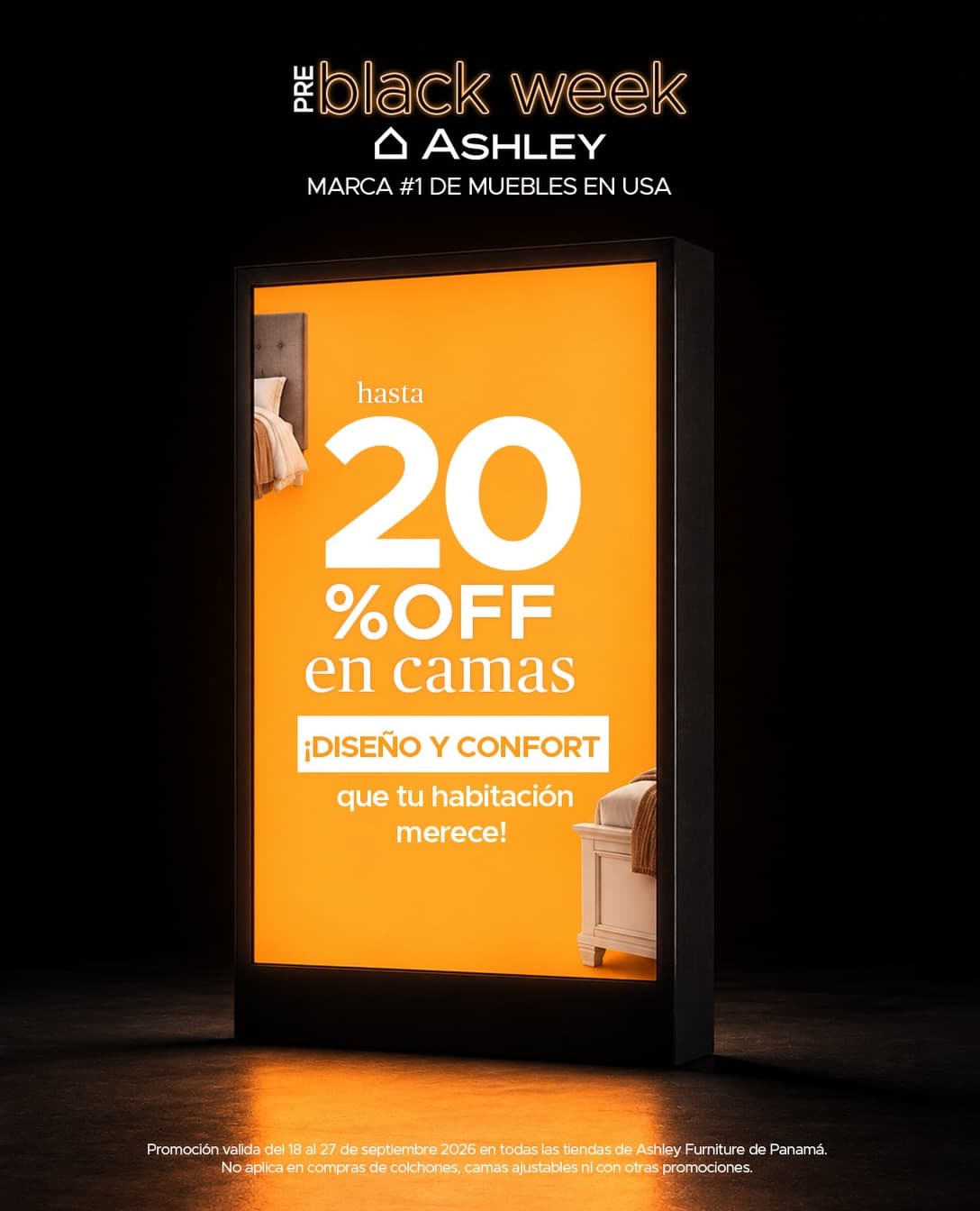 Pre Black Week Ashley: Hasta 20% OFF en camas