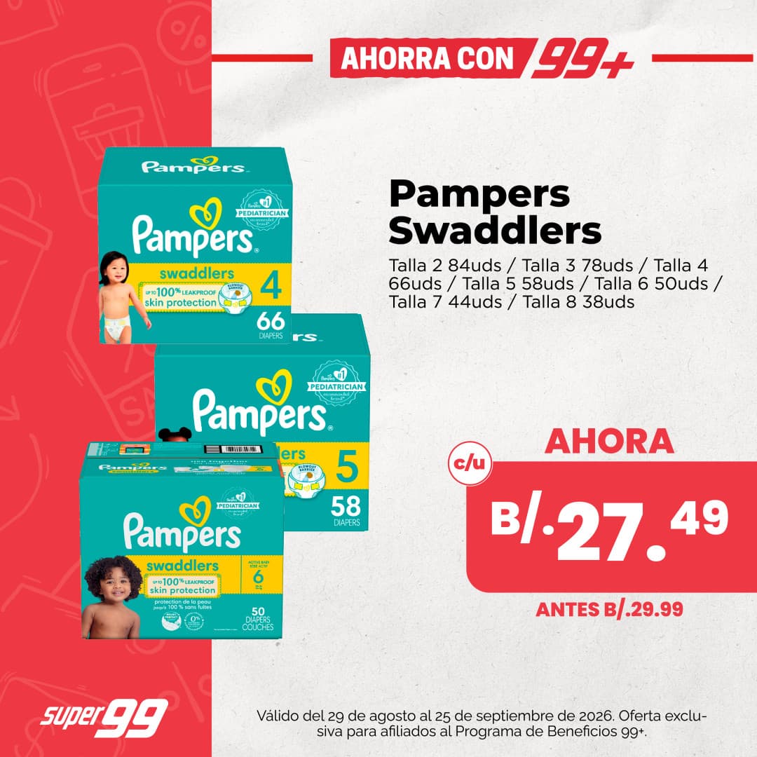 Pampers Swaddlers en Super 99